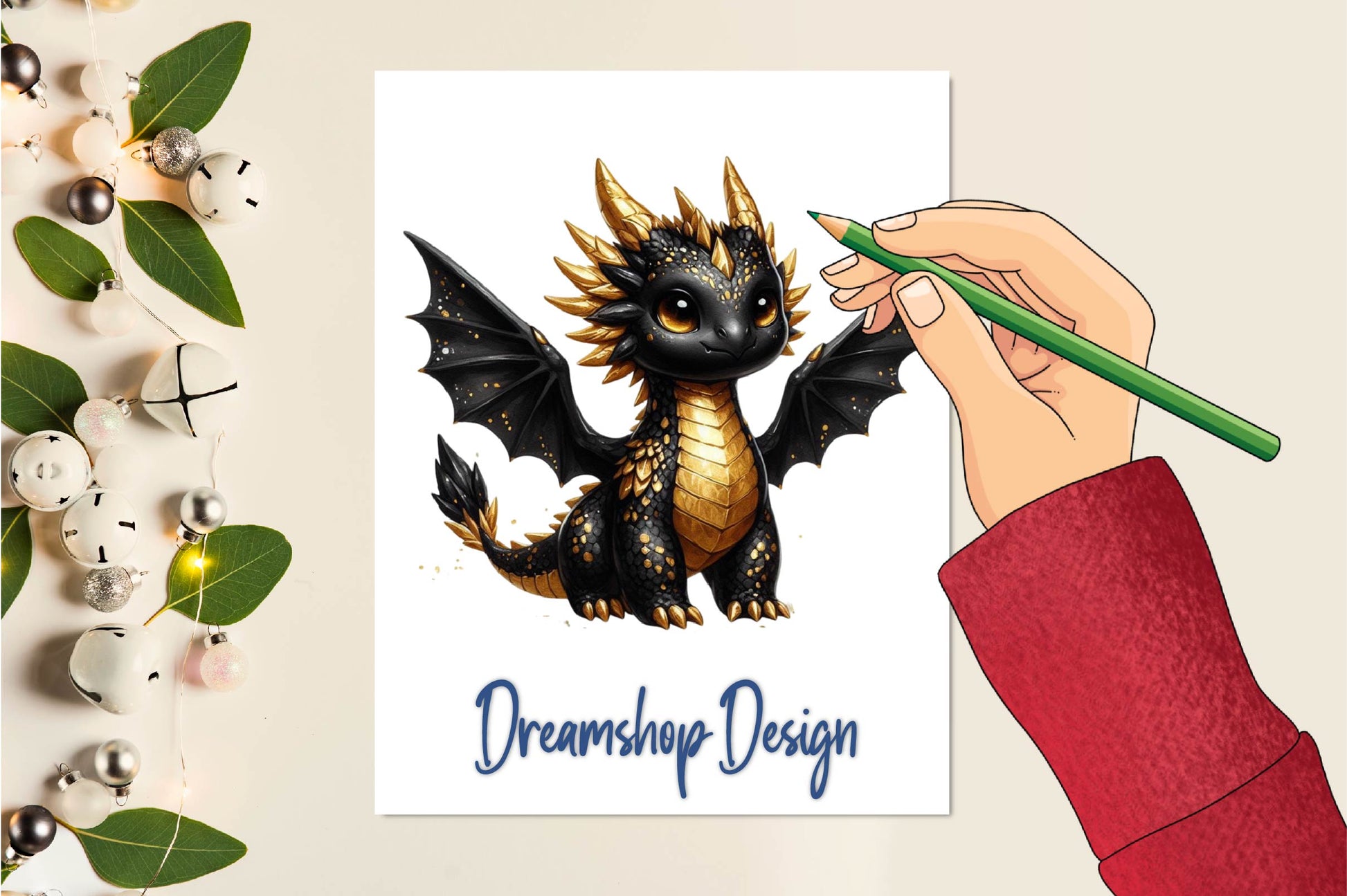 Cute Black And Gold Baby Dragon Clipart Bundle - CraftNest - Digital Crafting and Art