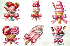Valentines Ice Cream With Bows Clipart Bundle - CraftNest - Digital Crafting and Art