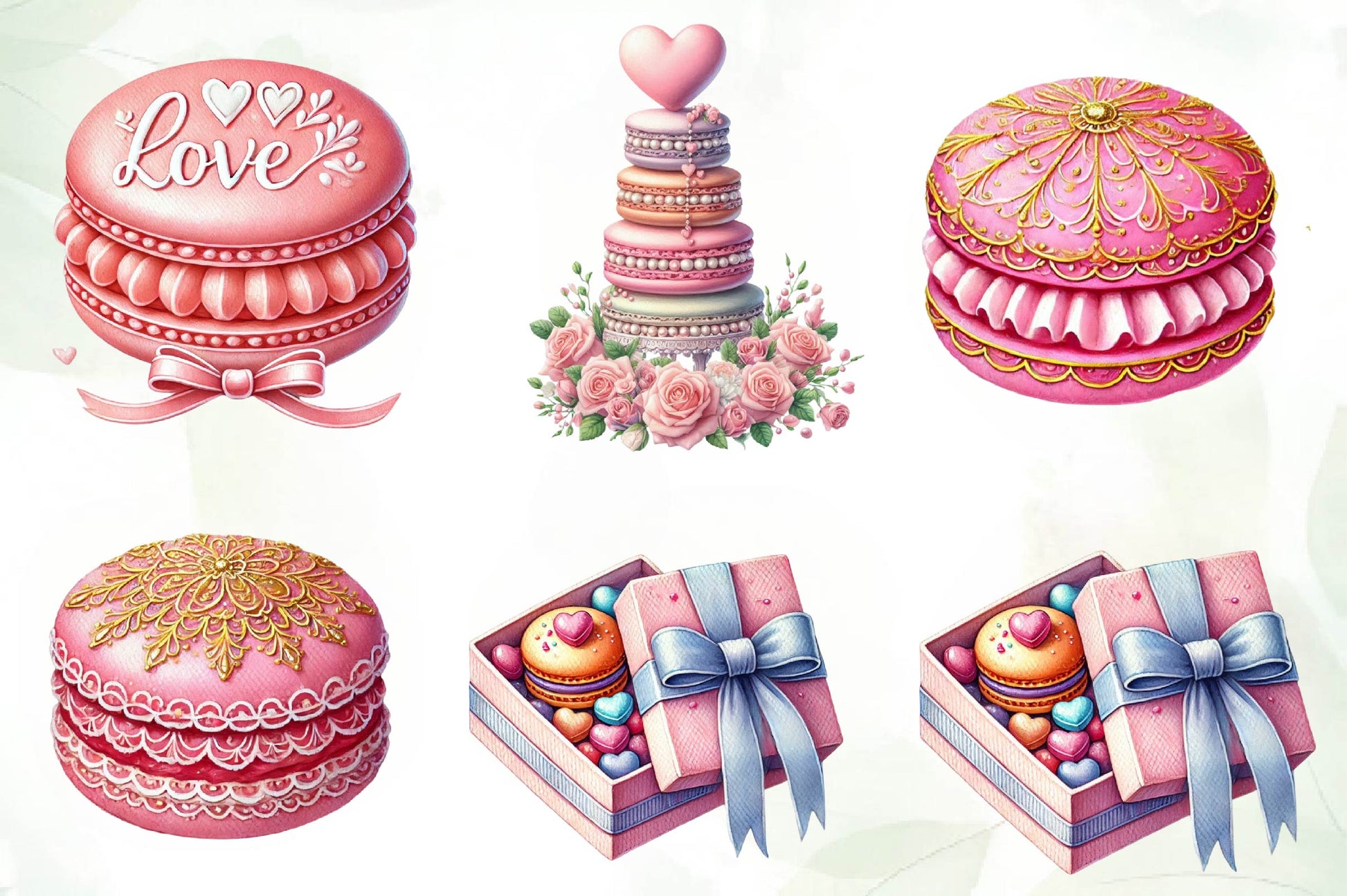 Macarons Valentine Day Love Sweet Clipart Bundle - CraftNest - Digital Crafting and Art