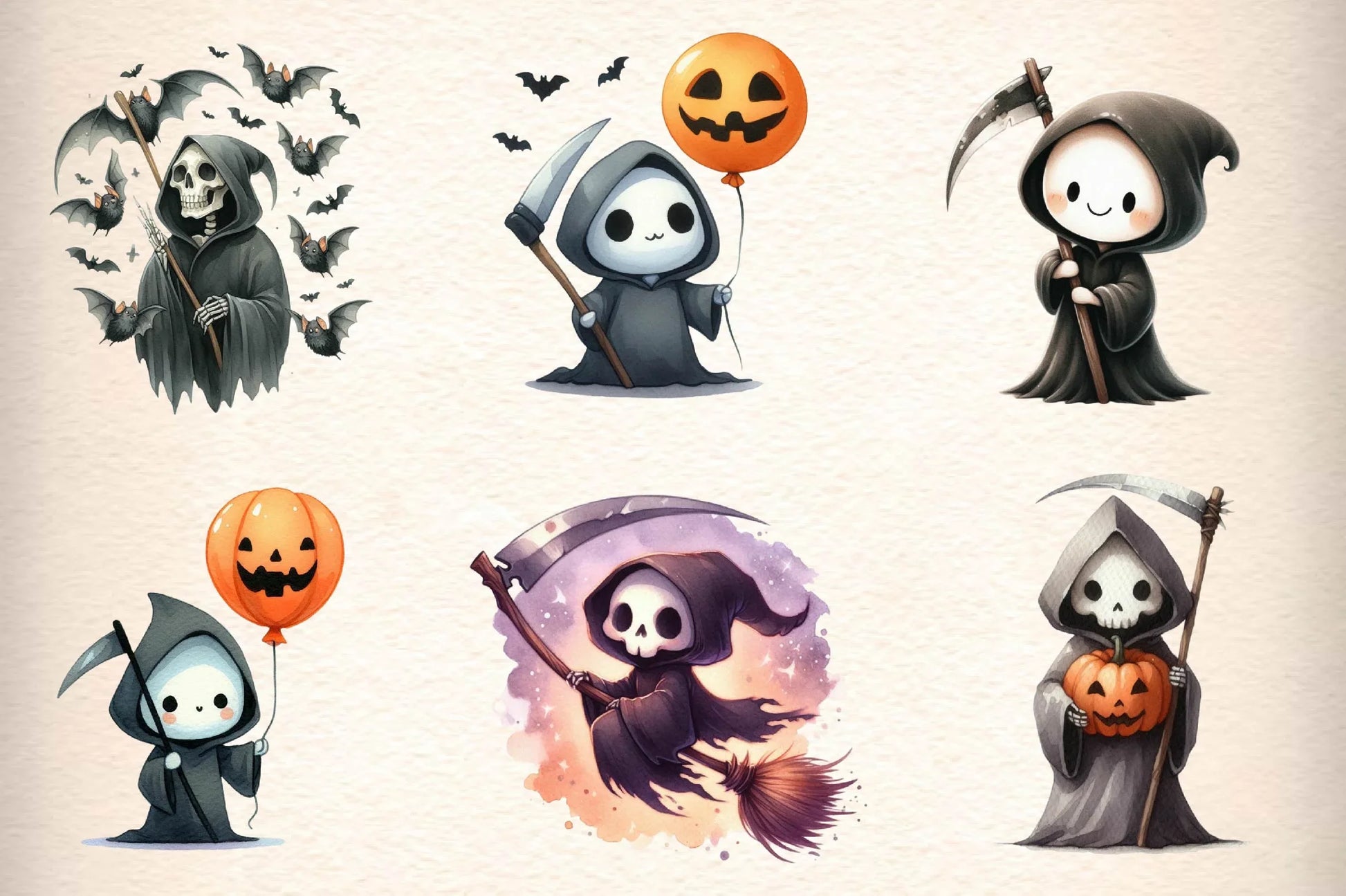 Cute Grim Reaper Clipart Bundle - CraftNest - Digital Crafting and Art