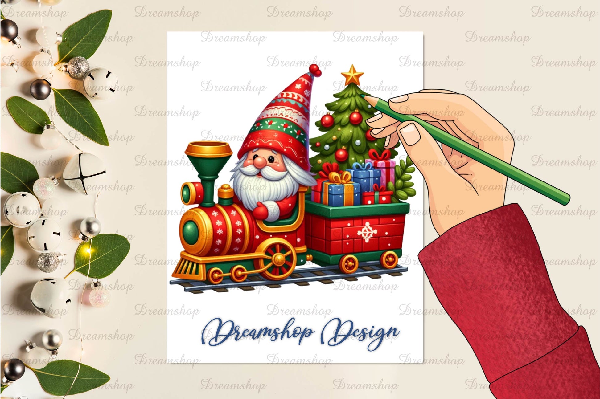 Christmas Train With Gnomes Clipart Bundle - CraftNest - Digital Crafting and Art