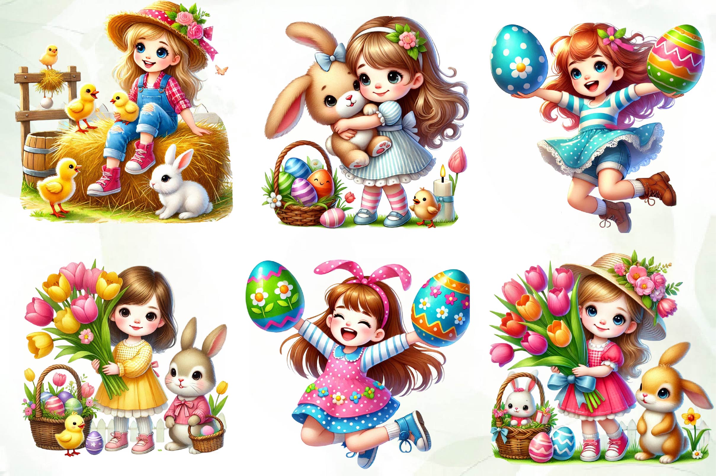 Easter Girls Clipart Bundle - CraftNest - Digital Crafting and Art