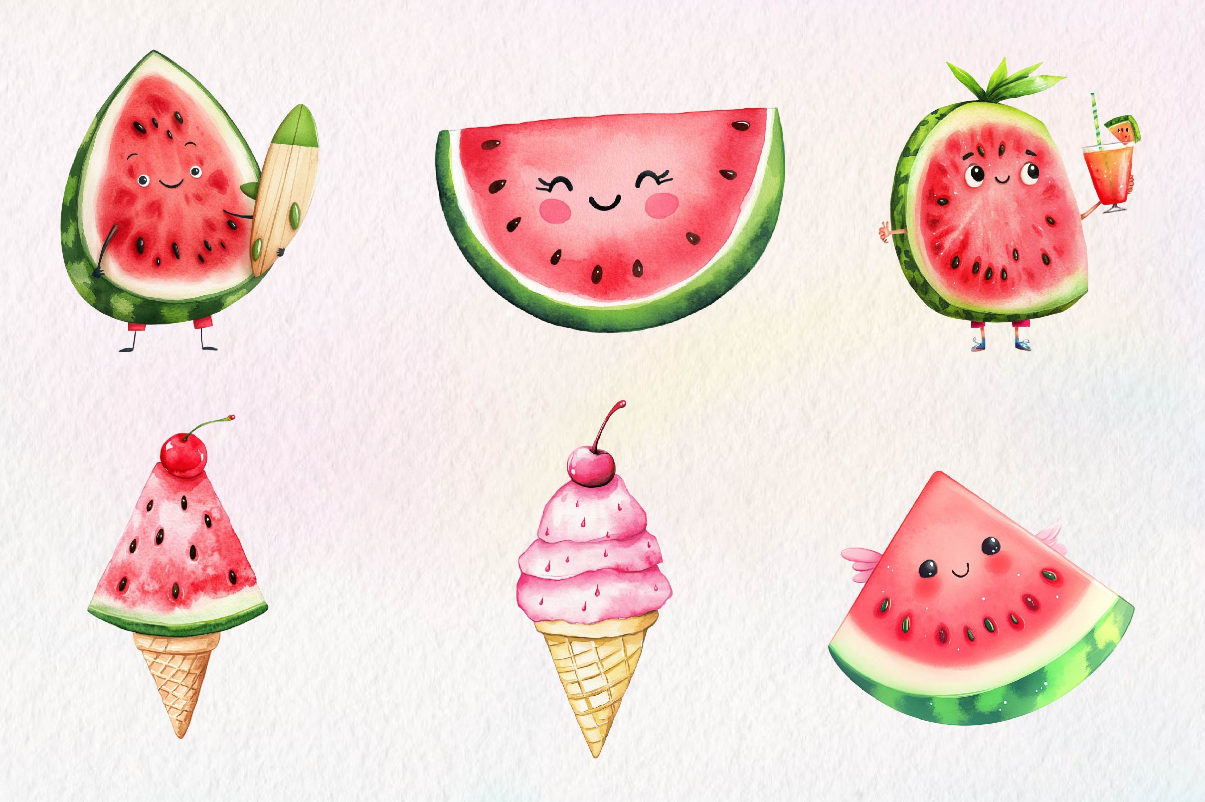 Summer Watermelon Clipart Bundle 1 - CraftNest - Digital Crafting and Art