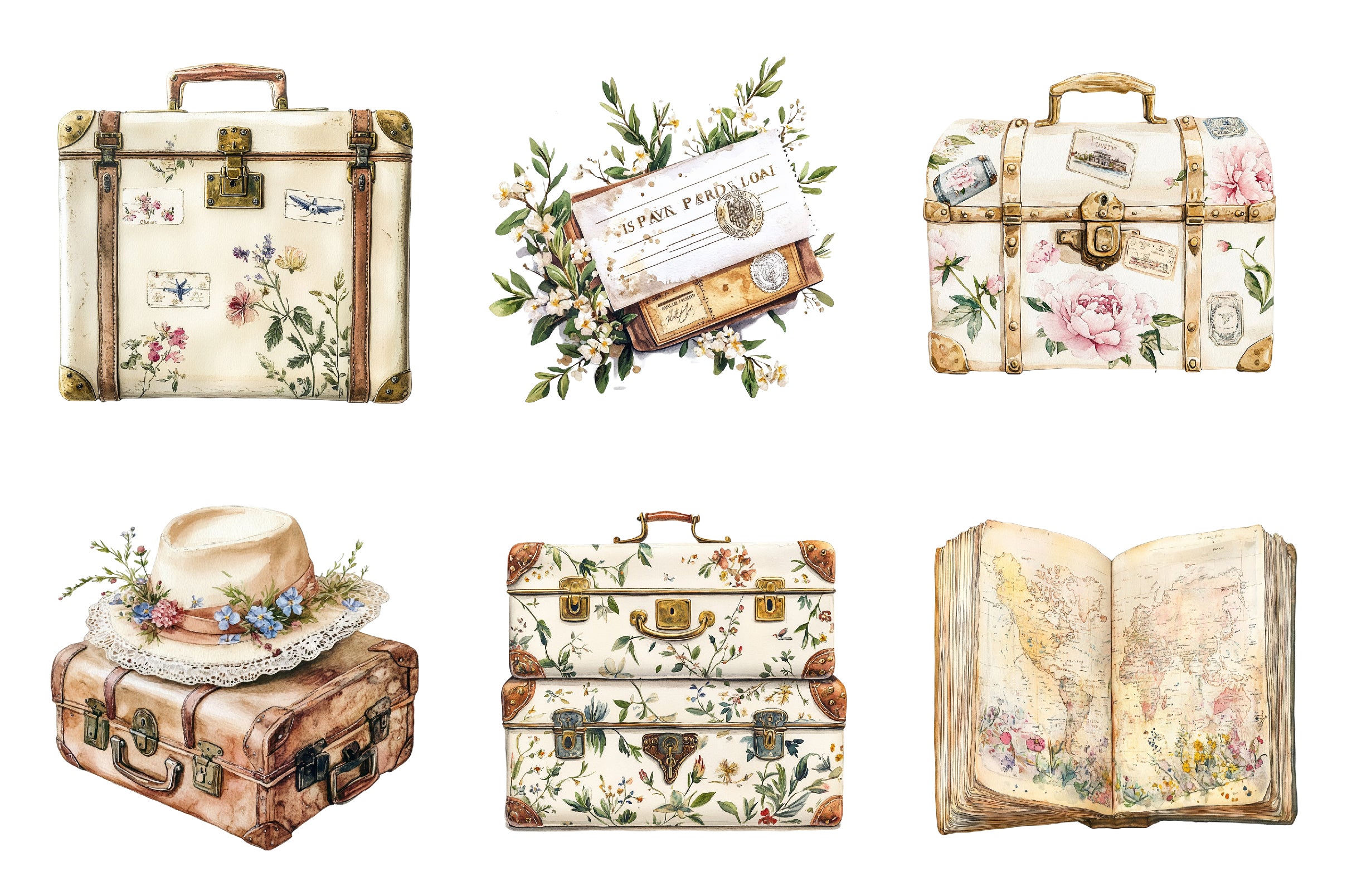 Antique Ivory Travel Clipart Bundle - CraftNest - Digital Crafting and Art