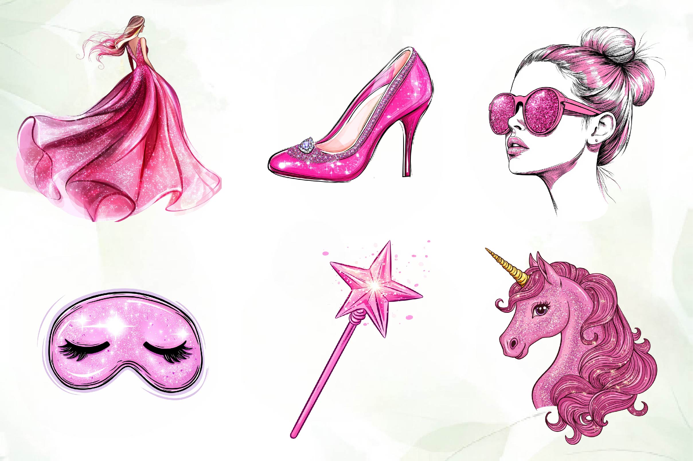 Glitter Pink Girl Clipart Bundle - CraftNest - Digital Crafting and Art