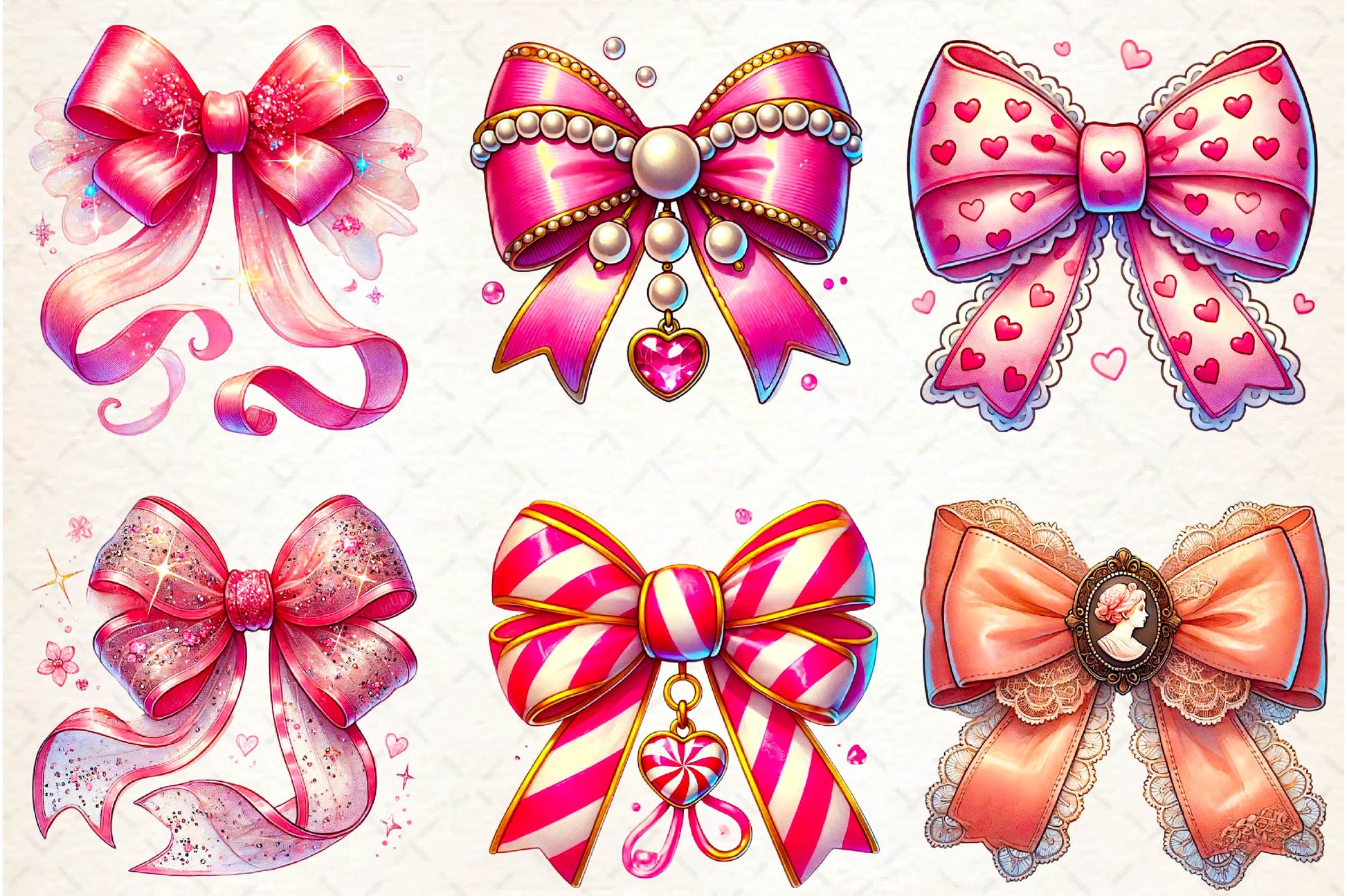 Pink Coquette Valentine Bow Clipart Bundle - CraftNest - Digital Crafting and Art