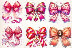 Pink Coquette Valentine Bow Clipart Bundle - CraftNest - Digital Crafting and Art