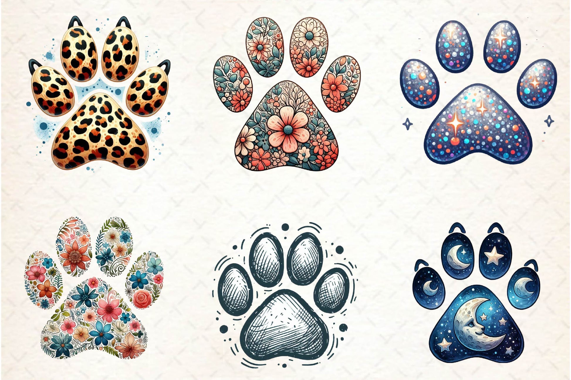 Colorful Animal Paw Print Clipart Bundle - CraftNest - Digital Crafting and Art