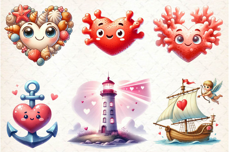 Maritime Valentine Clipart Bundle - CraftNest - Digital Crafting and Art