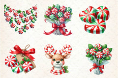 Red Green Christmas Peppermint Candies Clipart Bundle - CraftNest - Digital Crafting and Art