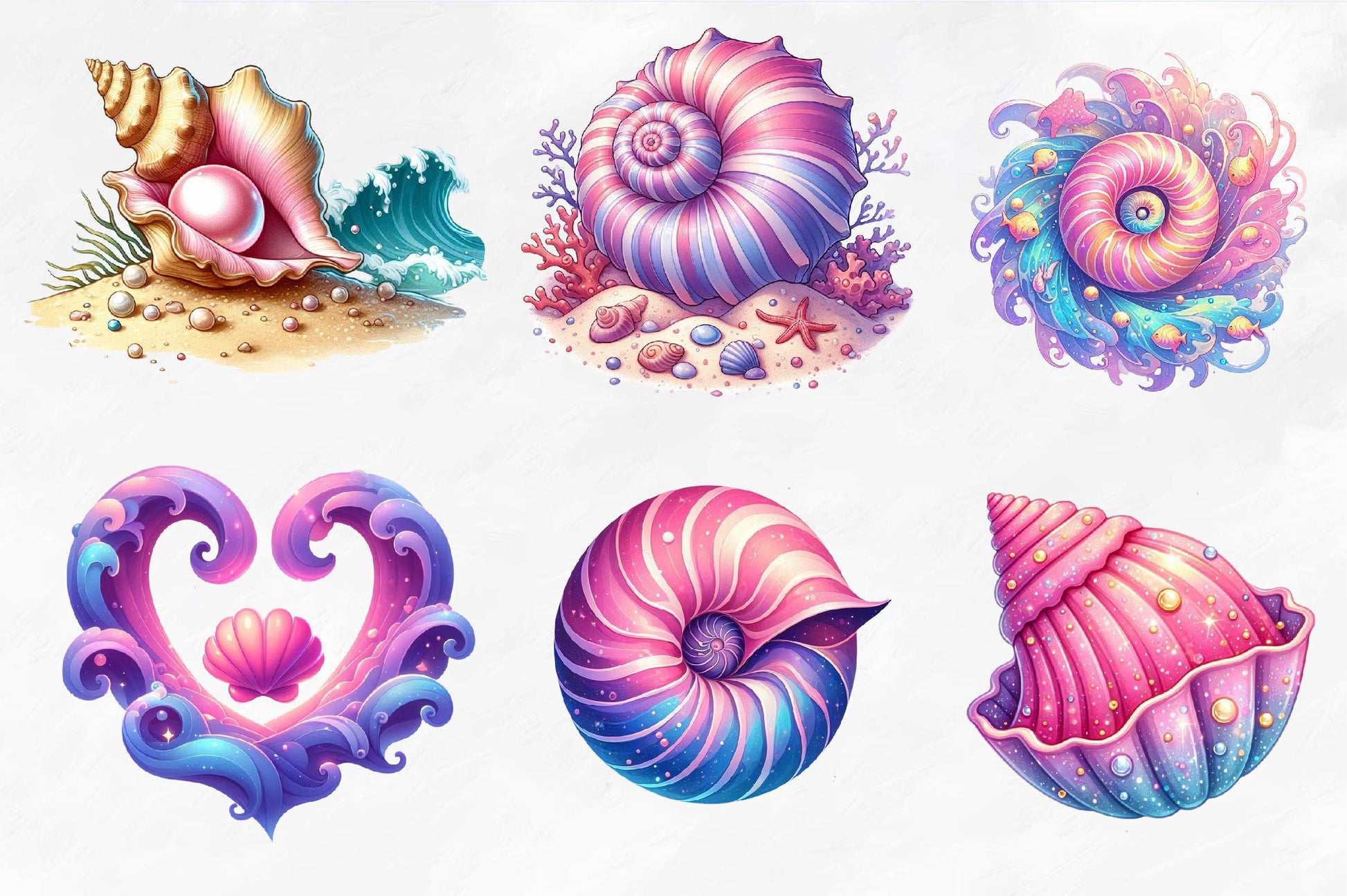 Summer Seashells Clipart Bundle - CraftNest - Digital Crafting and Art