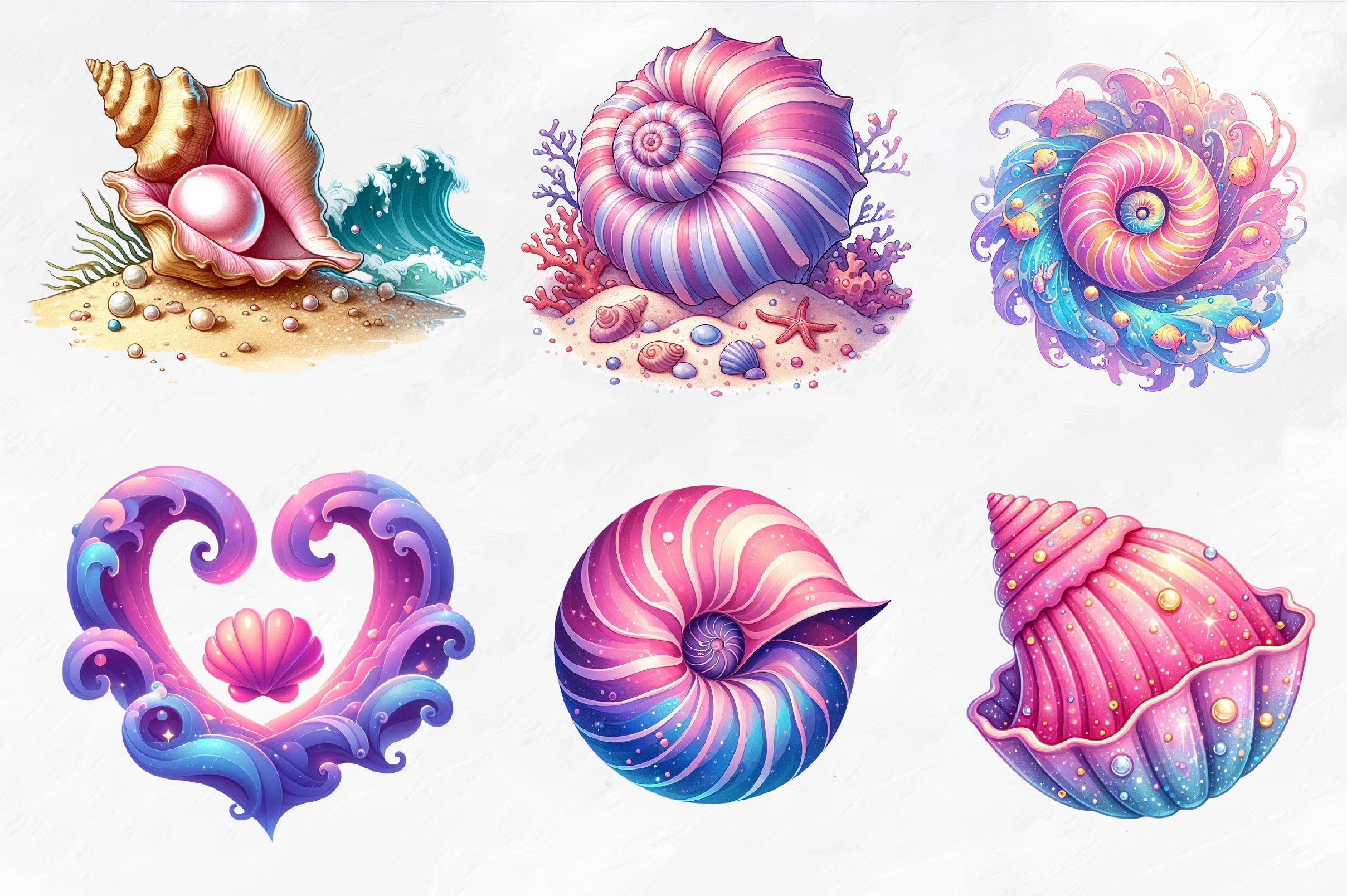 Summer Seashells Clipart Bundle - CraftNest - Digital Crafting and Art