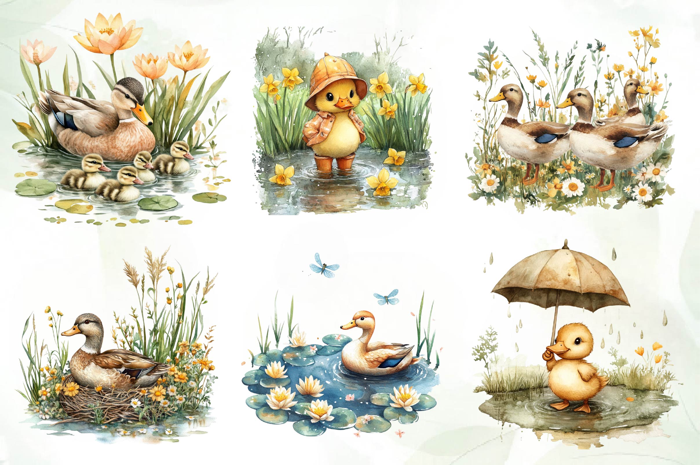 Springtime Duck Pond Clipart Bundle - CraftNest - Digital Crafting and Art