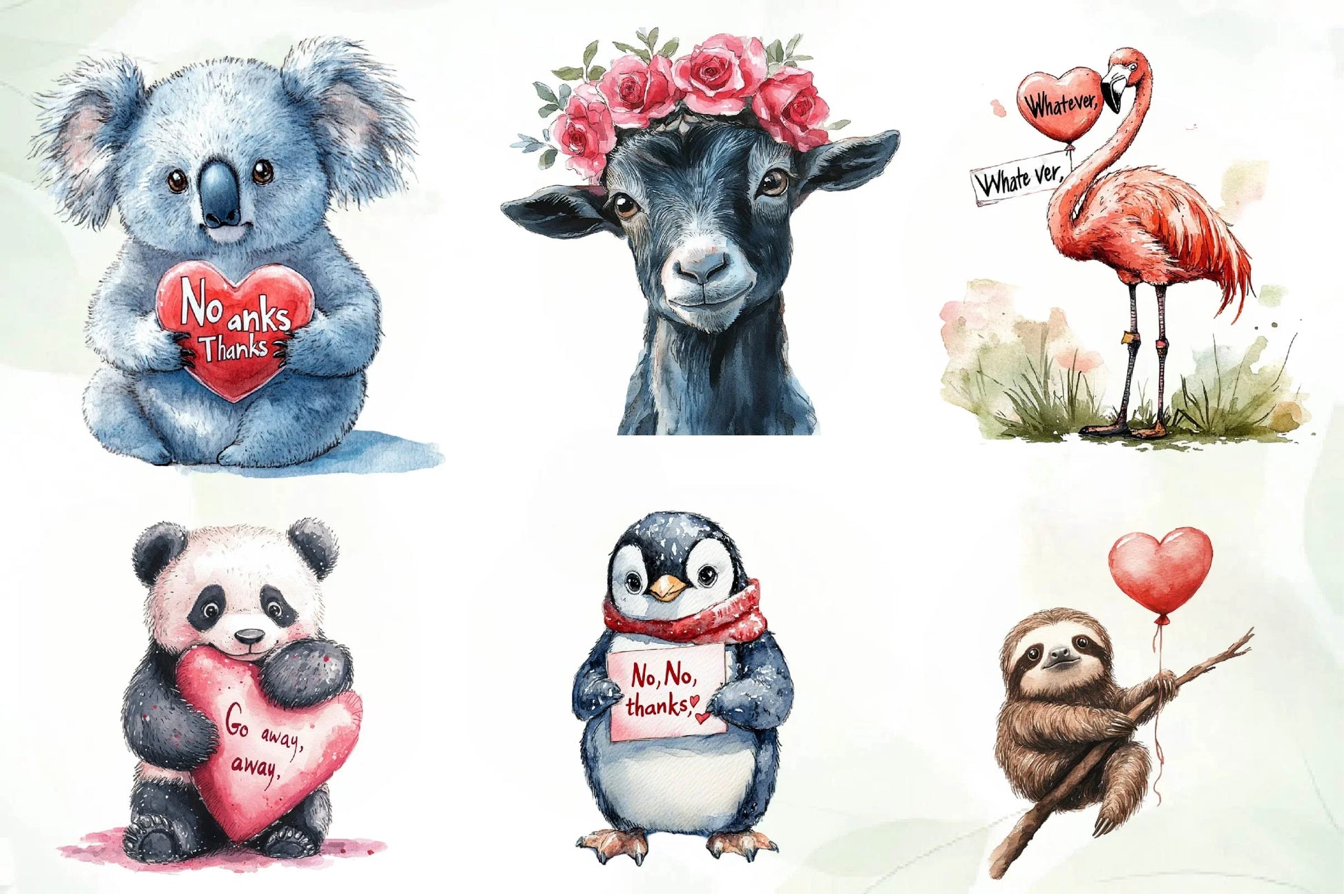 Grumpy Valentine Animal Clipart Bundle - CraftNest - Digital Crafting and Art