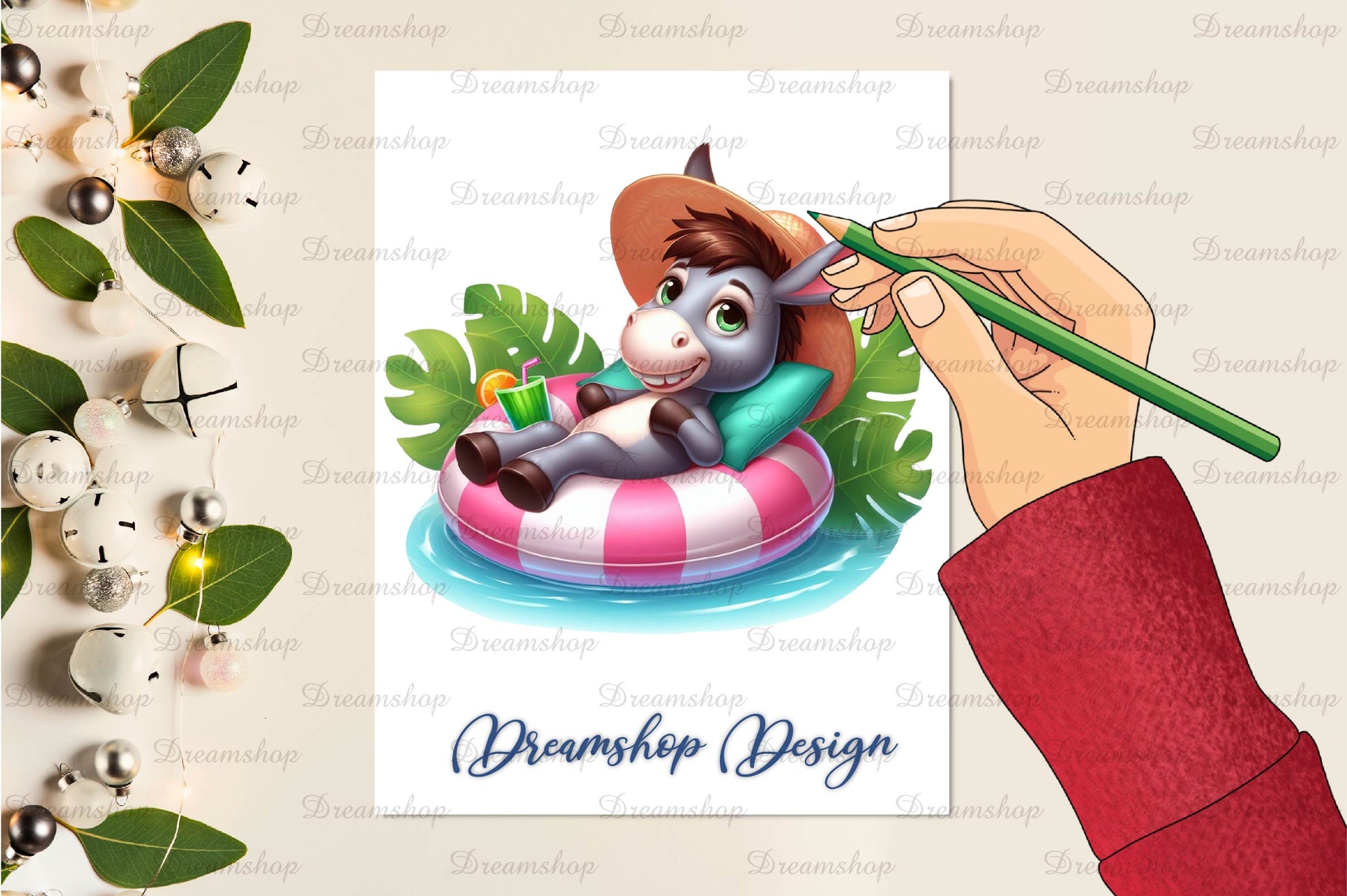 Pink Animals Relaxing On Swimming Float Clipart Bundle - CraftNest - Digital Crafting and Art