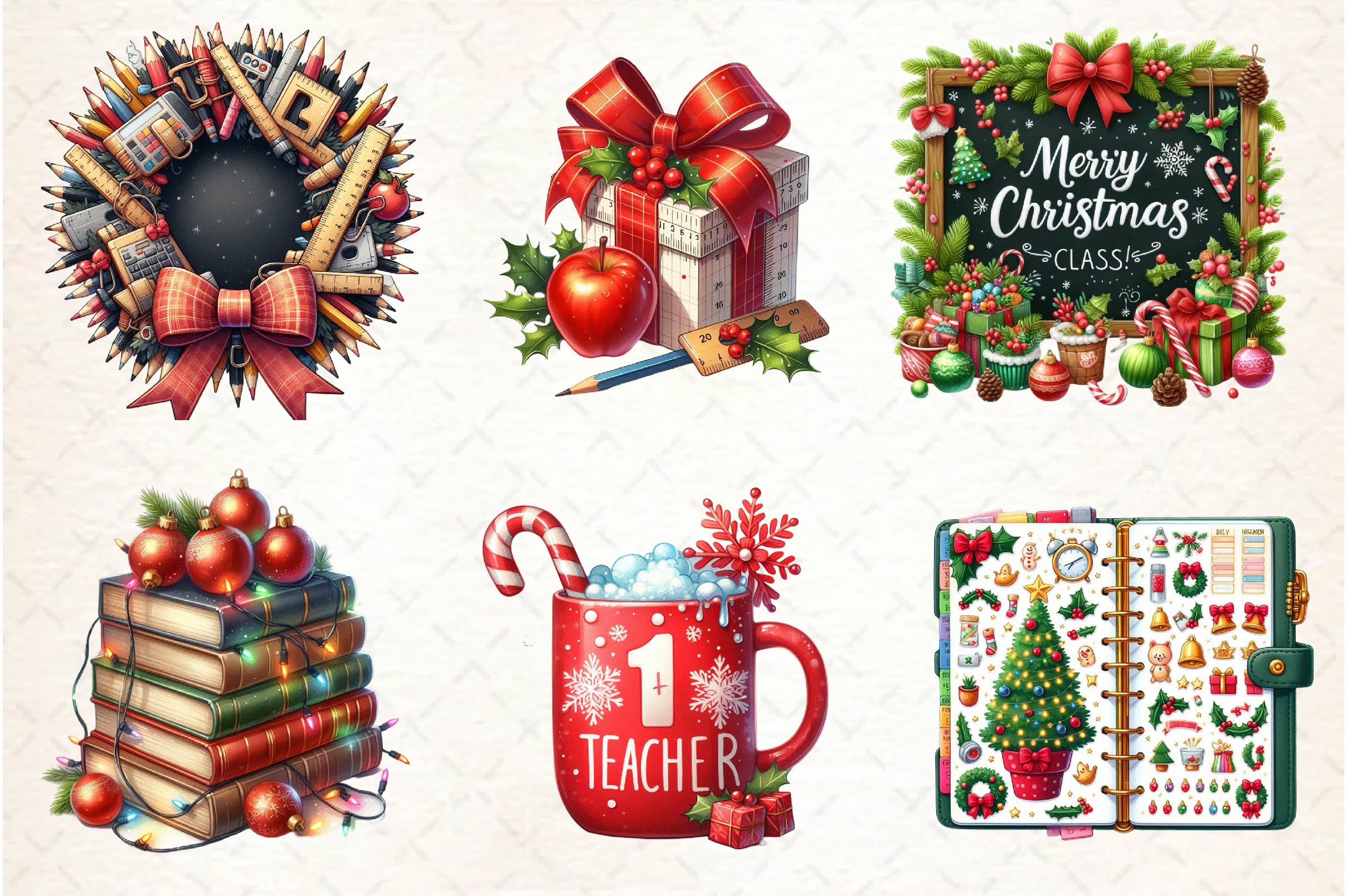 Christmas School Teacher Clipart Bundle - CraftNest - Digital Crafting and Art