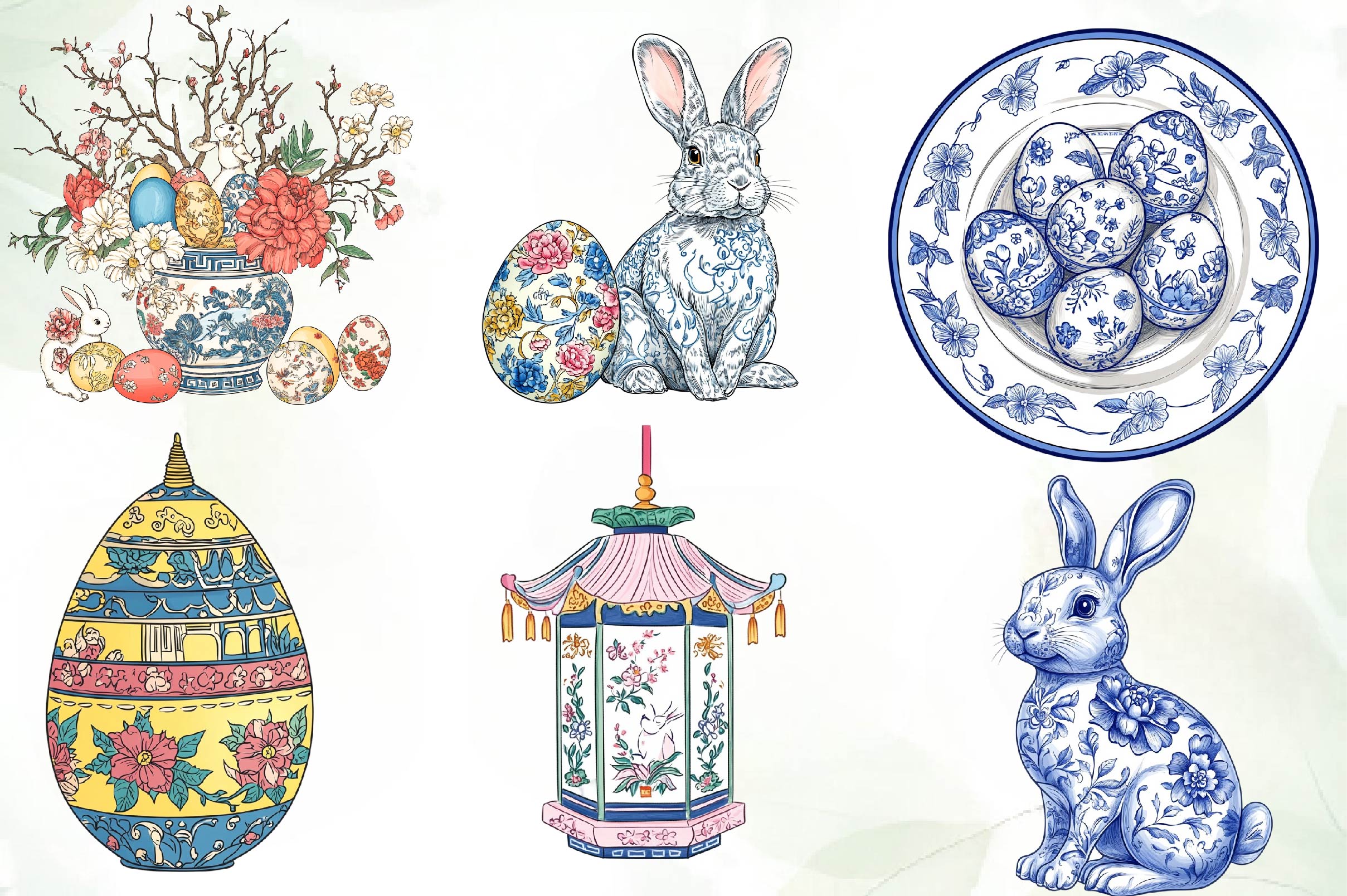 Easter Chinoiserie Clipart Bundle - CraftNest - Digital Crafting and Art
