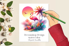 Tropical Sunset Flamingo Clipart Bundle - CraftNest - Digital Crafting and Art