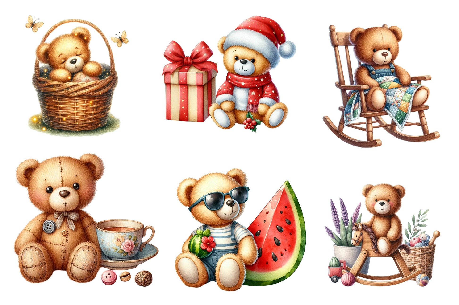 Cute Plush Toy Teddy Bear Clipart Bundle - CraftNest - Digital Crafting and Art