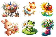 Cute Cartoon Spring Garden Clipart Bundle - CraftNest - Digital Crafting and Art