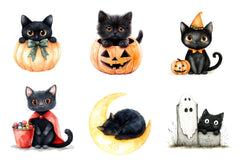 Cute Halloween Black Cats Clipart Bundle - CraftNest - Digital Crafting and Art