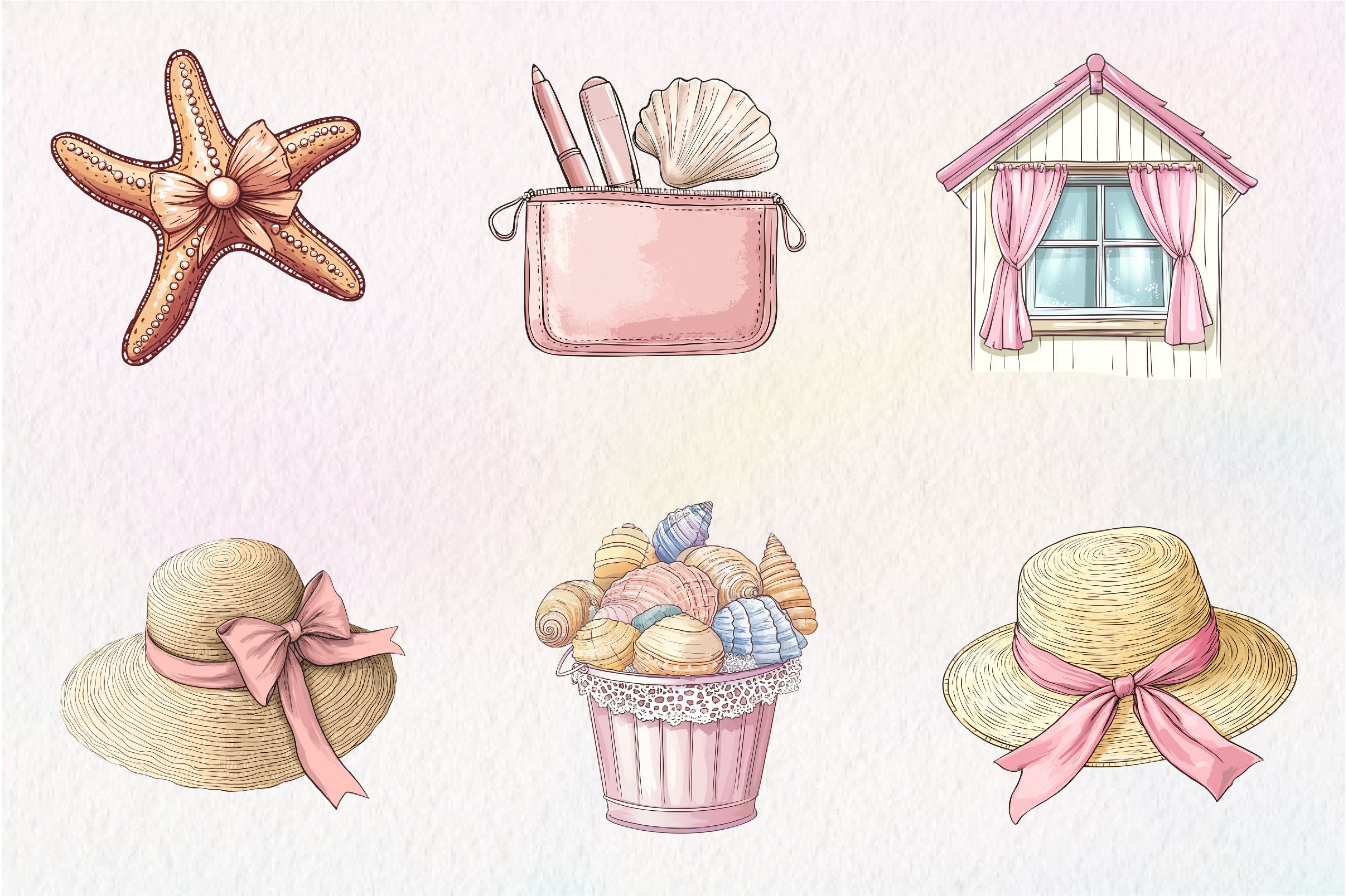 Coquette Coastal Clipart Bundle - CraftNest - Digital Crafting and Art