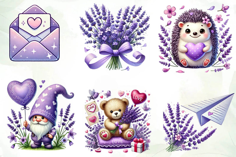 Lavender Valentine Clipart Bundle - CraftNest - Digital Crafting and Art