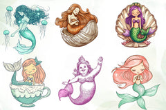 Cute Little Mermaid Clipart Bundle - CraftNest - Digital Crafting and Art