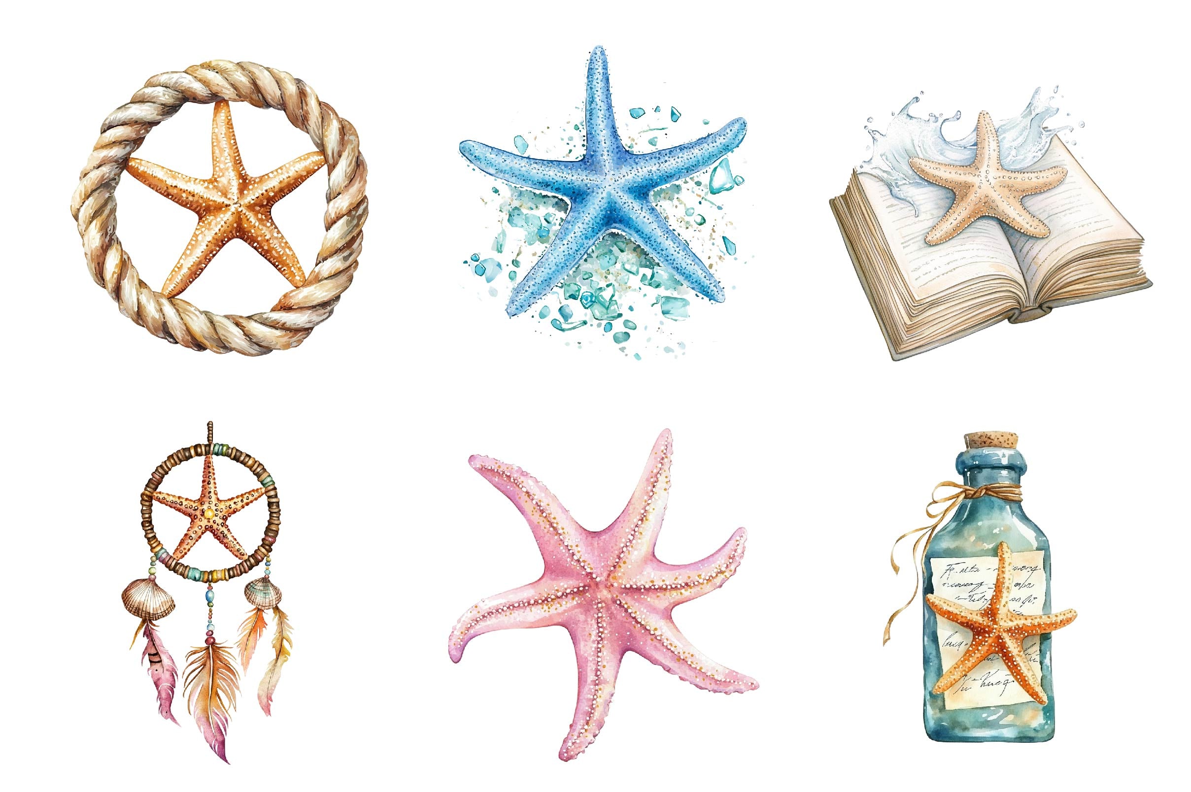 Summer Starfish Clipart Bundle - CraftNest - Digital Crafting and Art