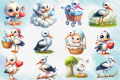 Baby Stork Clipart Bundle - CraftNest - Digital Crafting and Art