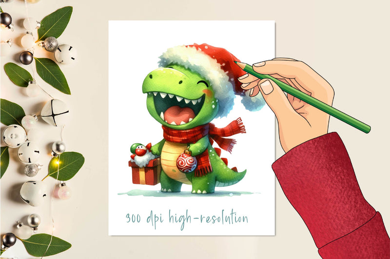 Christmas Funny Dinosaur Clipart Bundle - CraftNest - Digital Crafting and Art