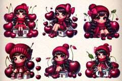 Cherry Cute Girl Clipart Bundle - CraftNest - Digital Crafting and Art