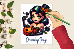Vintage Pin Up Halloween Girl Clipart Bundle - CraftNest - Digital Crafting and Art