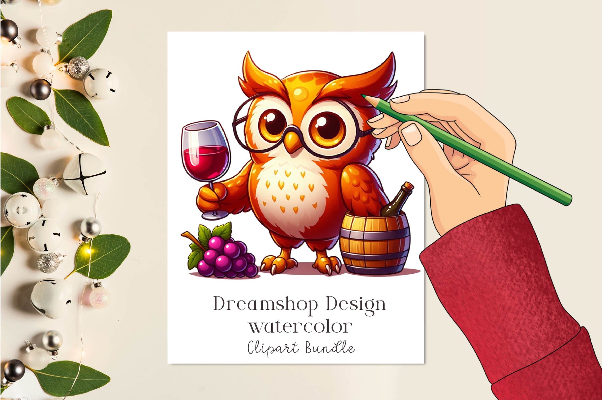 Wine Owl Clipart Bundle - CraftNest - Digital Crafting and Art