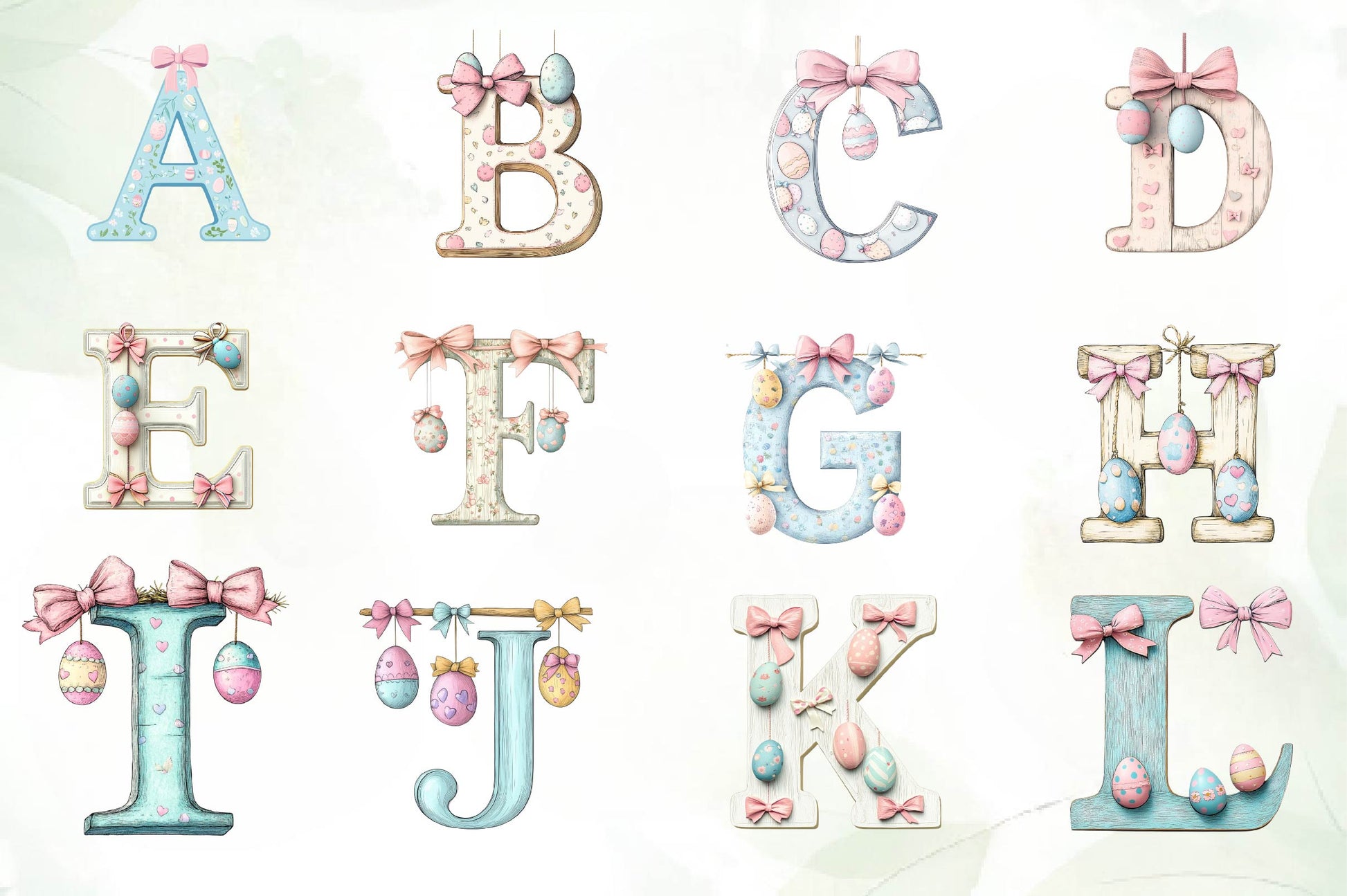 Easter Pastel Alphabet Clipart Bundle - CraftNest - Digital Crafting and Art