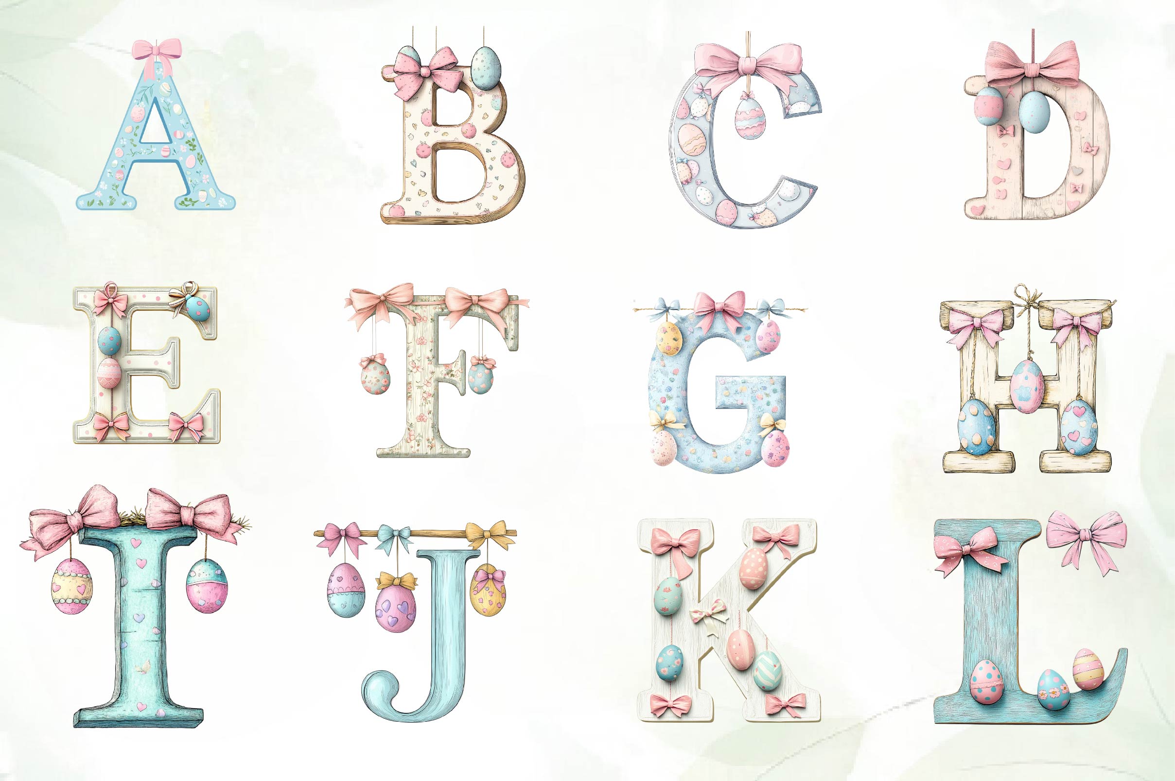 Easter Pastel Alphabet Clipart Bundle - CraftNest - Digital Crafting and Art
