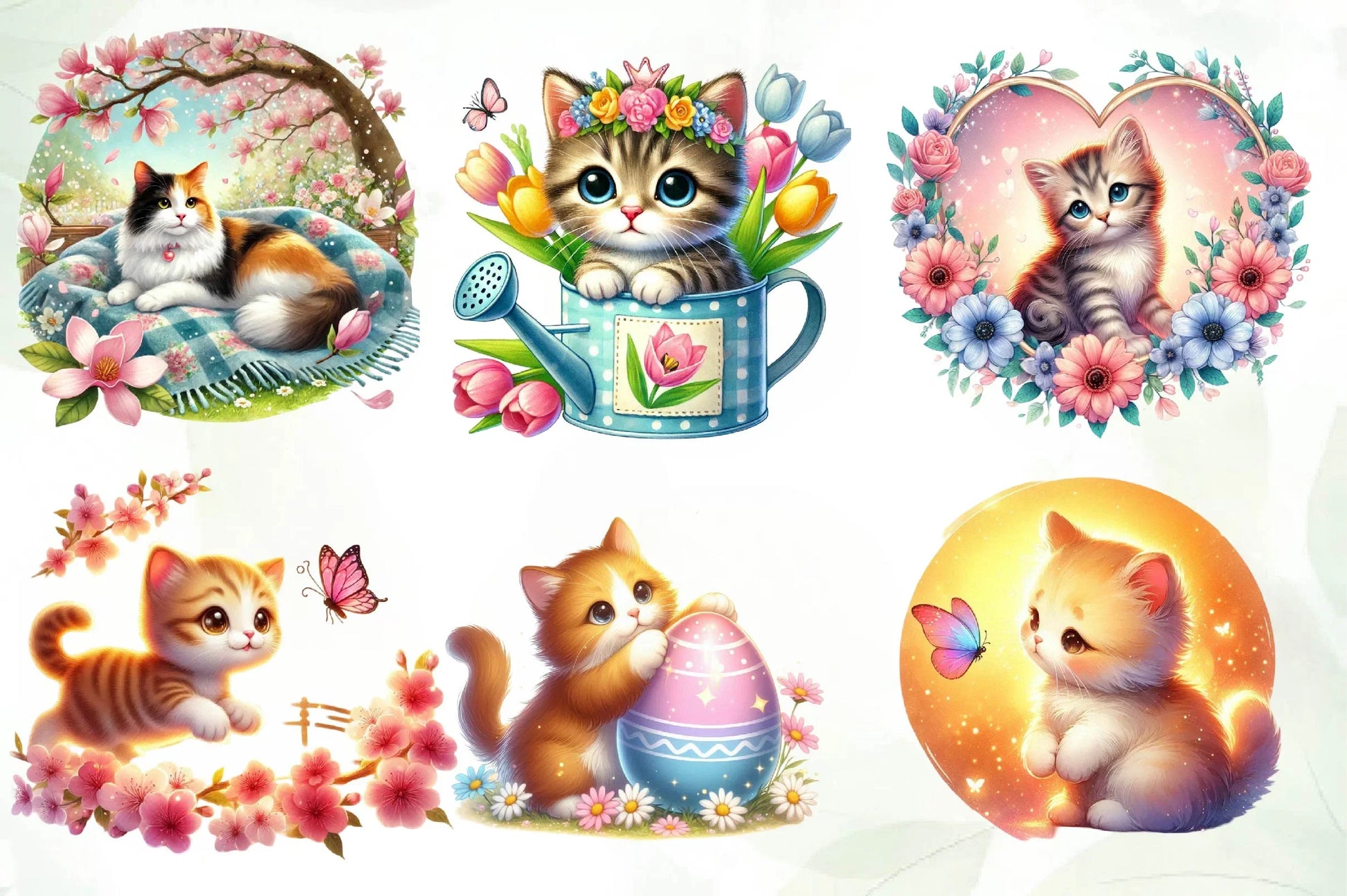 Spring Cat Clipart Bundle - CraftNest - Digital Crafting and Art