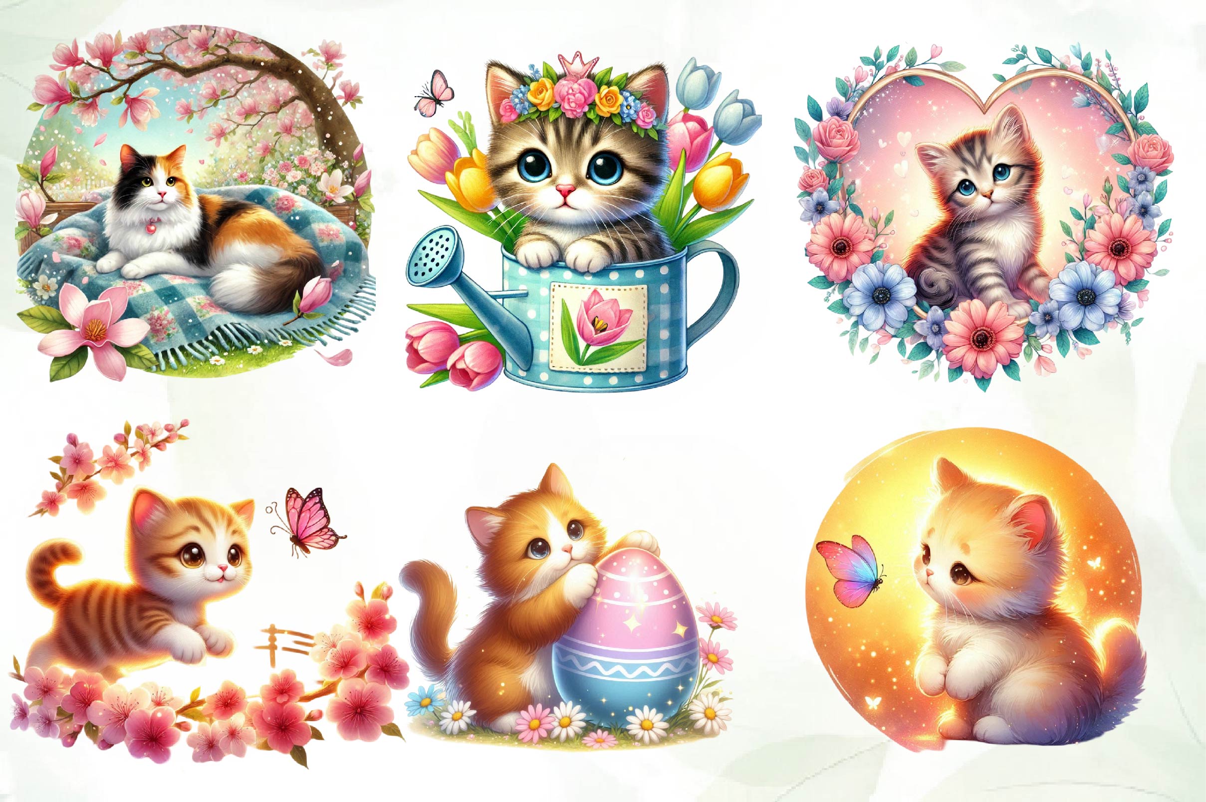 Spring Cat Clipart Bundle - CraftNest - Digital Crafting and Art