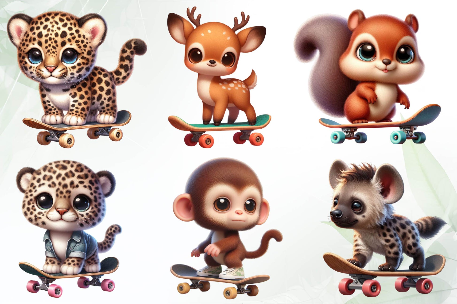 Baby Animals Skateboard Clipart Bundle - CraftNest - Digital Crafting and Art