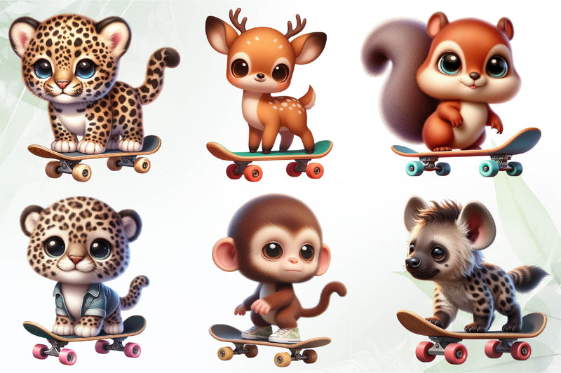 Baby Animals Skateboard Clipart Bundle - CraftNest - Digital Crafting and Art