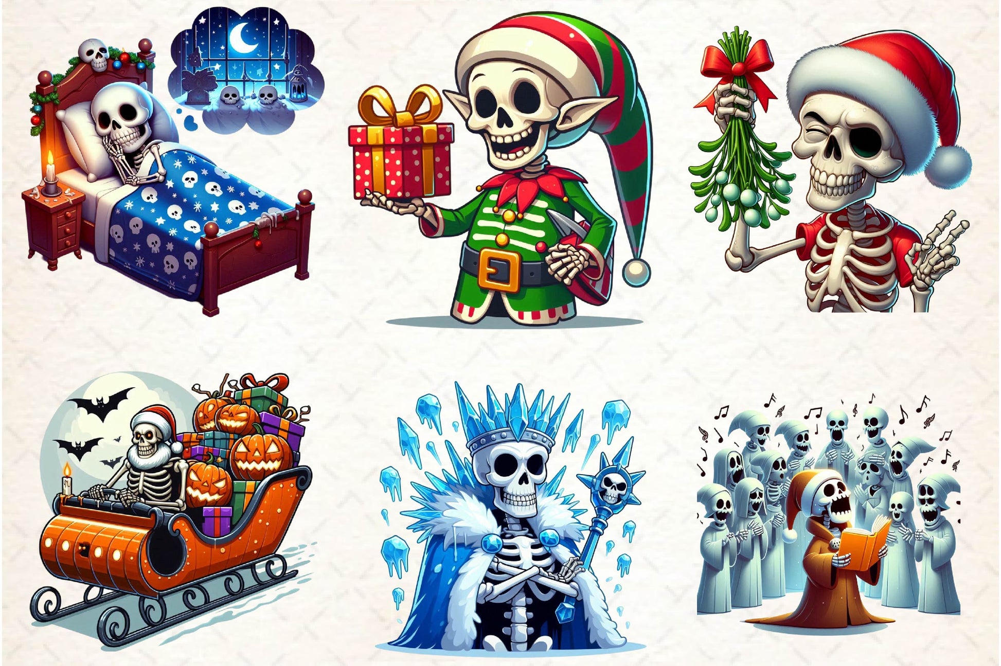 Funny Christmas Skeleton Clipart Bundle - CraftNest - Digital Crafting and Art