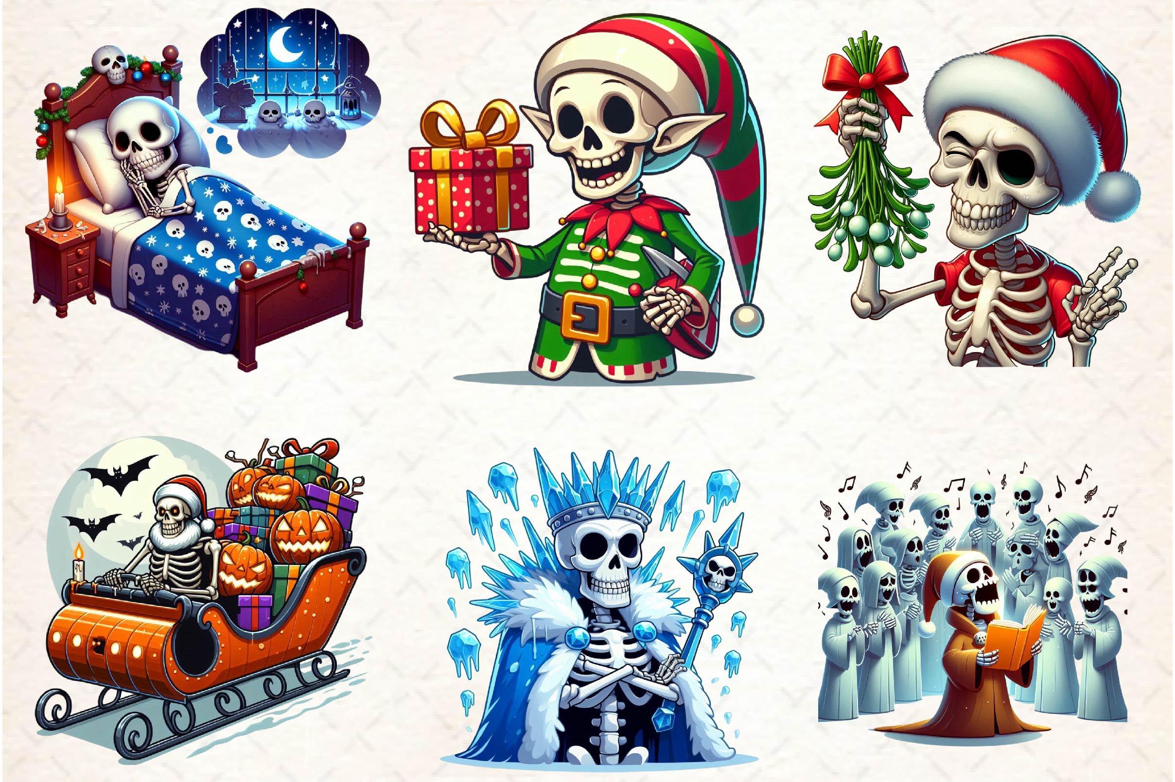 Funny Christmas Skeleton Clipart Bundle - CraftNest - Digital Crafting and Art
