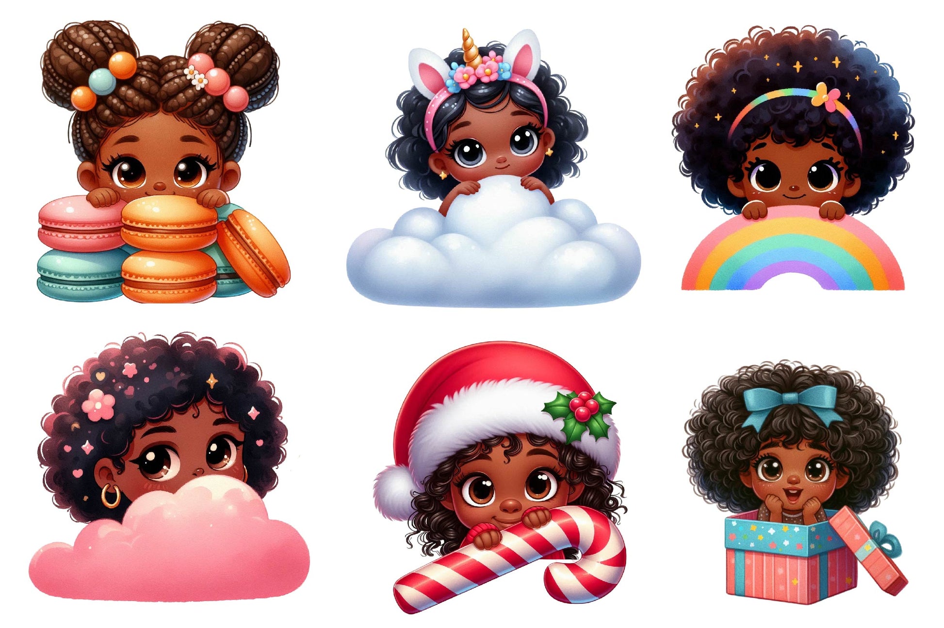 Peeking Black Girls Clipart Bundle - CraftNest - Digital Crafting and Art