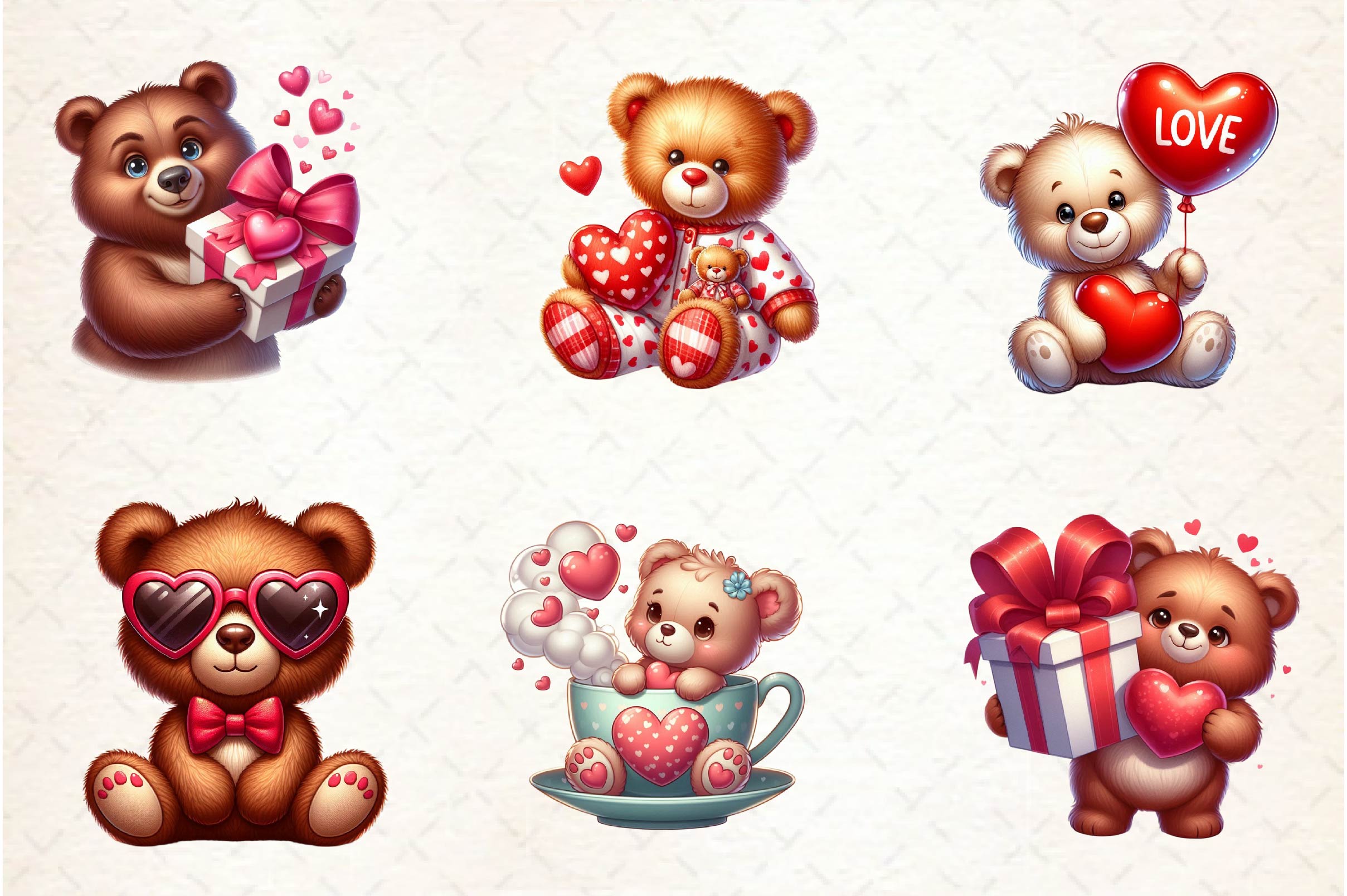 Valentine's Day Teddy Bears Clipart Bundle - CraftNest - Digital Crafting and Art