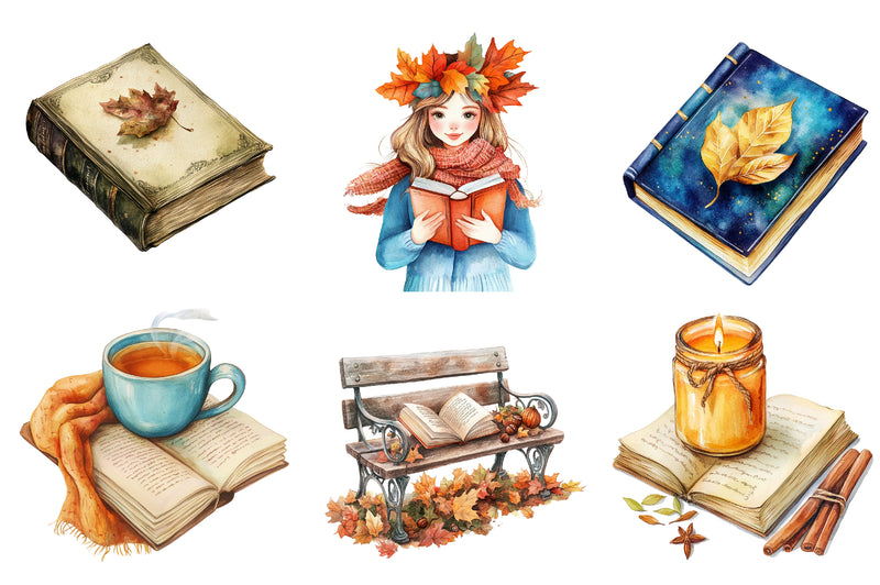 Autumn Reading Clipart Bundle - CraftNest - Digital Crafting and Art