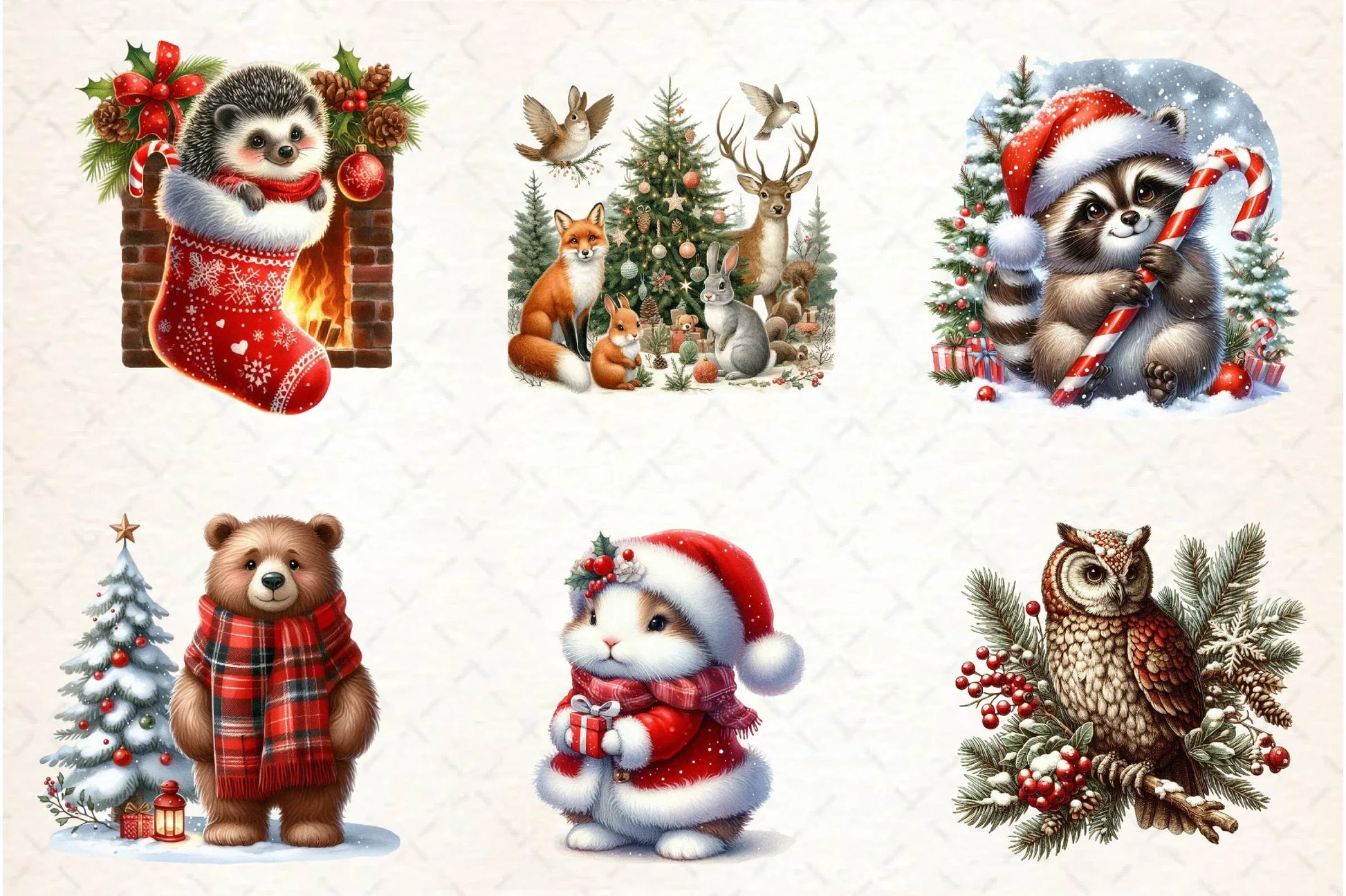 Vintage Christmas Animals Clipart Bundle - CraftNest - Digital Crafting and Art