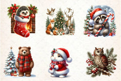 Vintage Christmas Animals Clipart Bundle - CraftNest - Digital Crafting and Art