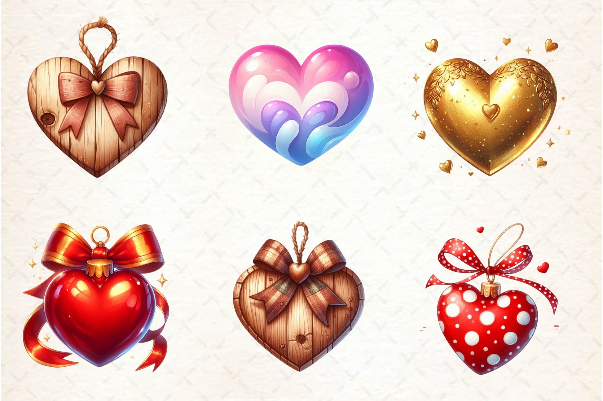 Christmas Heart Ornaments Clipart Bundle - CraftNest - Digital Crafting and Art