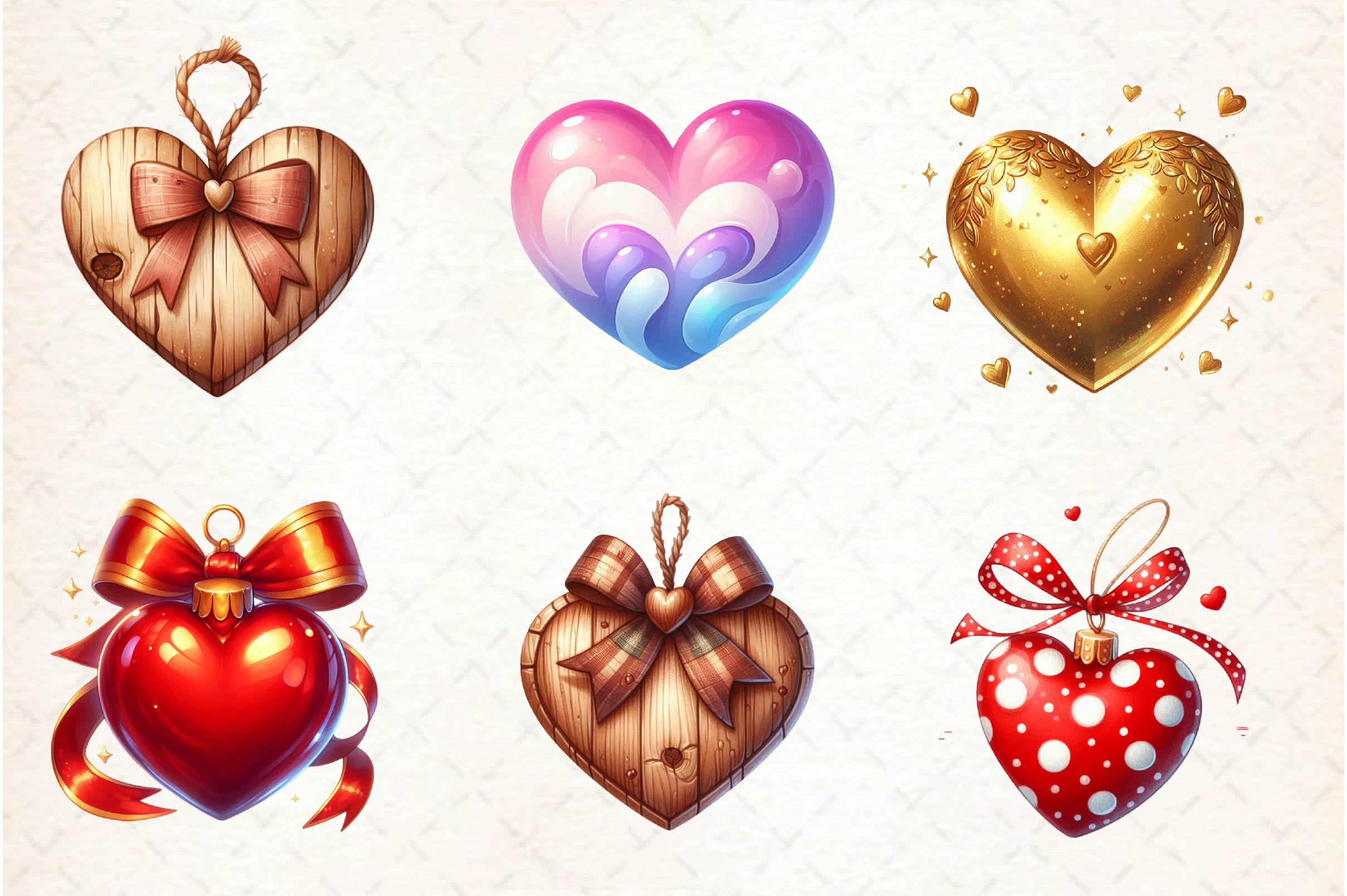 Christmas Heart Ornaments Clipart Bundle - CraftNest - Digital Crafting and Art