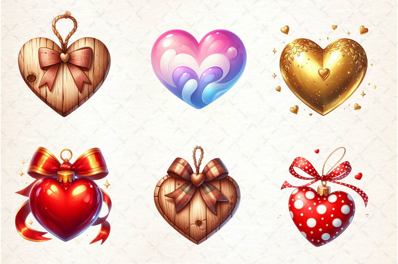 Christmas Heart Ornaments Clipart Bundle - CraftNest - Digital Crafting and Art